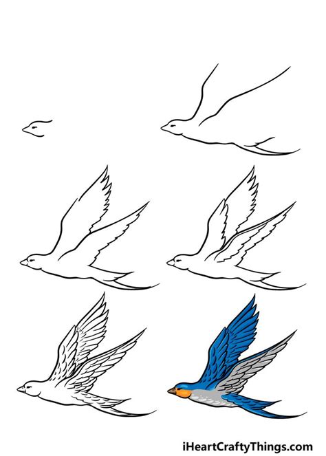 drawing of a bird flying